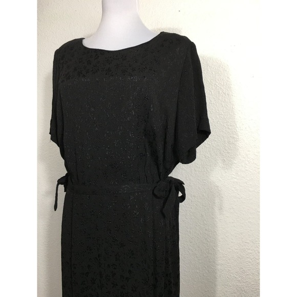 Vintage 50s Peg Palmer Dress Womens Large Black Cocktail Party Side Ties Floral - Picture 10 of 13